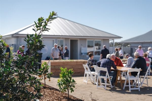 Guests gathered outside for the launch event